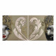Quadro moderno dipinto a mano su tela "Central Love" 80x80 Set 2 pezzi