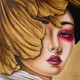 Quadro moderno dipinto a mano su tela Sguardo Fiorito 100x100