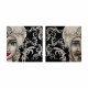 Set 2 pezzi quadri dipinti a mano su tela in cotone "Mori King" 80x80