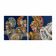 Set 2 pezzi quadri moderni dipinti a mano su tela "Pupi Siciliani" 80x80 cad.