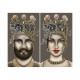 Set 2 quadri dipinti a mano su tela "Teste di Moro Crown New" 65x110 cad.