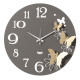 Orologio da parete rotondo in metallo con farfalle decorative