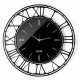 Orologio da parete rotondo grande in metallo con quadrante in vetro specchiato