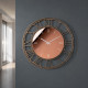 Orologio da parete rotondo in metallo con quadrante in vetro specchiato