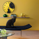 Orologio da parete rotondo in metallo con design moderno e silhouette di gatto