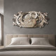 Capezzale in rilievo la sacra famiglia e dettagli in legno foglia argento 155x65