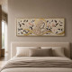 Capezzale moderno con decori in rilievo e dettagli foglia oro 155x65