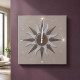 Orologio da parete a tema il Sole in rilievo decori materici e glitter argento