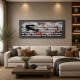 Pannello in legno a tema figurativo effetto rilievo e dettagli argento 100X50