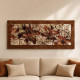 Pannello in legno tema astratto in rilievo decori e dettagli in argento 155x65