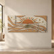 Pannello materico tema in rilievo in legno dettagli argento e oro 155x65