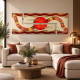 Pannello moderno materico tema in rilievo in legno dettagli argento e oro 155x65