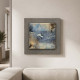 Quadretto astratto in legno in rilievo con dettagli moderni in argento 35x35