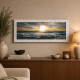 Quadro con cornice argento decori materici glitterati e strass 154x64 Tramonto