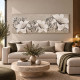 Quadro con tema floreale in rilievo decoro in resina e foglia argento 155x65