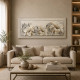 Quadro con tema floreale in rilievo decoro in resina e foglia argento 155x65