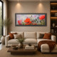 Quadro decò in legno tema paesaggio in rilievo dettagli in argento 155X65