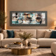 Quadro in legno tema moderno astratto in rilievo dettagli in argento 100X50