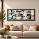 Quadro in legno tema moderno astratto in rilievo dettagli in argento 120X60