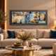 Quadro moderno astratto tema in rilievo in legno dettagli in argento 100X50