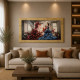 Quadro moderno con cornice dorata decori materici e dettagli glitterati 116x66