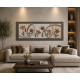 Quadro moderno floreale decori in resina in rilievo e foglia oro/argento 155x65