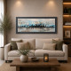 Quadro tema astratto skyline in rilievo in legno dettagli in argento 100X50