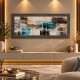Quadro tema in rilievo in legno moderno astratto dettagli in argento 100x50