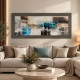 Quadro tema in rilievo in legno moderno astratto dettagli in argento 155X65