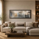 Quadro tema moderno astratto in rilievo in legno dettagli in argento 100X50
