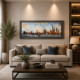 Quadro tema moderno skyline in rilievo in legno dettagli in argento 120X60