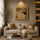 Stampa con cornice dorata con decori materici "Le tre età della vita" 61x61