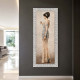 Stampa figurativa con cornice argentata decori con glitter e strass 63x153