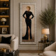Stampa figurativa decori con glitter e strass con cornice argentata 63x153