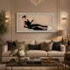 Stampa moderna con cornice argento figurativo glitter strass e brillanti 100X50
