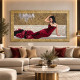 Stampa moderna cornice dorata decori materici e dettagli glitterati 156x86