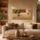 Stampa su tela con cornice dorata moderna in legno dettagli glitterati 51x86