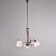 Lampadario classico in metallo laccato con 3 diffusori in vetro