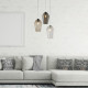 Lampada a sospensione in metallo con diffusori in vetro dal design moderno