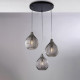 Lampada a sospensione in metallo laccato con 3 diffusori in vetro moderno