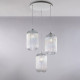 Lampada a sospensione moderna con struttura in metallo e tre diffusori in vetro