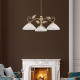 Lampadario rotondo classico in metallo con 3 diffusori in vetro