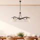 Lampadario rotondo classico in metallo e triplo diffusore in vetro