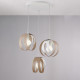 Lampada a sospensione rotonda con tre diffusori in metallo dal design moderno
