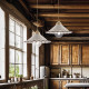 Lampada a sospensione rustica con singolo diffusore in ceramica