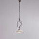 Lampada a sospensione rustica con struttura in metallo e diffusore in ceramica