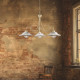 Lampadario rustico in metallo con triplo diffusore in ceramica