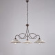 Lampadario rustico in metallo con triplo diffusore in ceramica