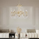 Lampadario grande in metallo con strass dalle linee classiche