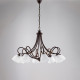 Lampadario grande paralumi in vetro e con struttura in metallo